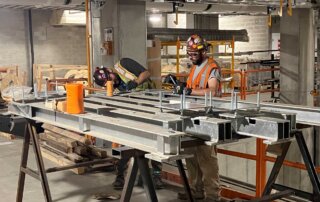 steel fabrication for mechanical parking garage during construction phase