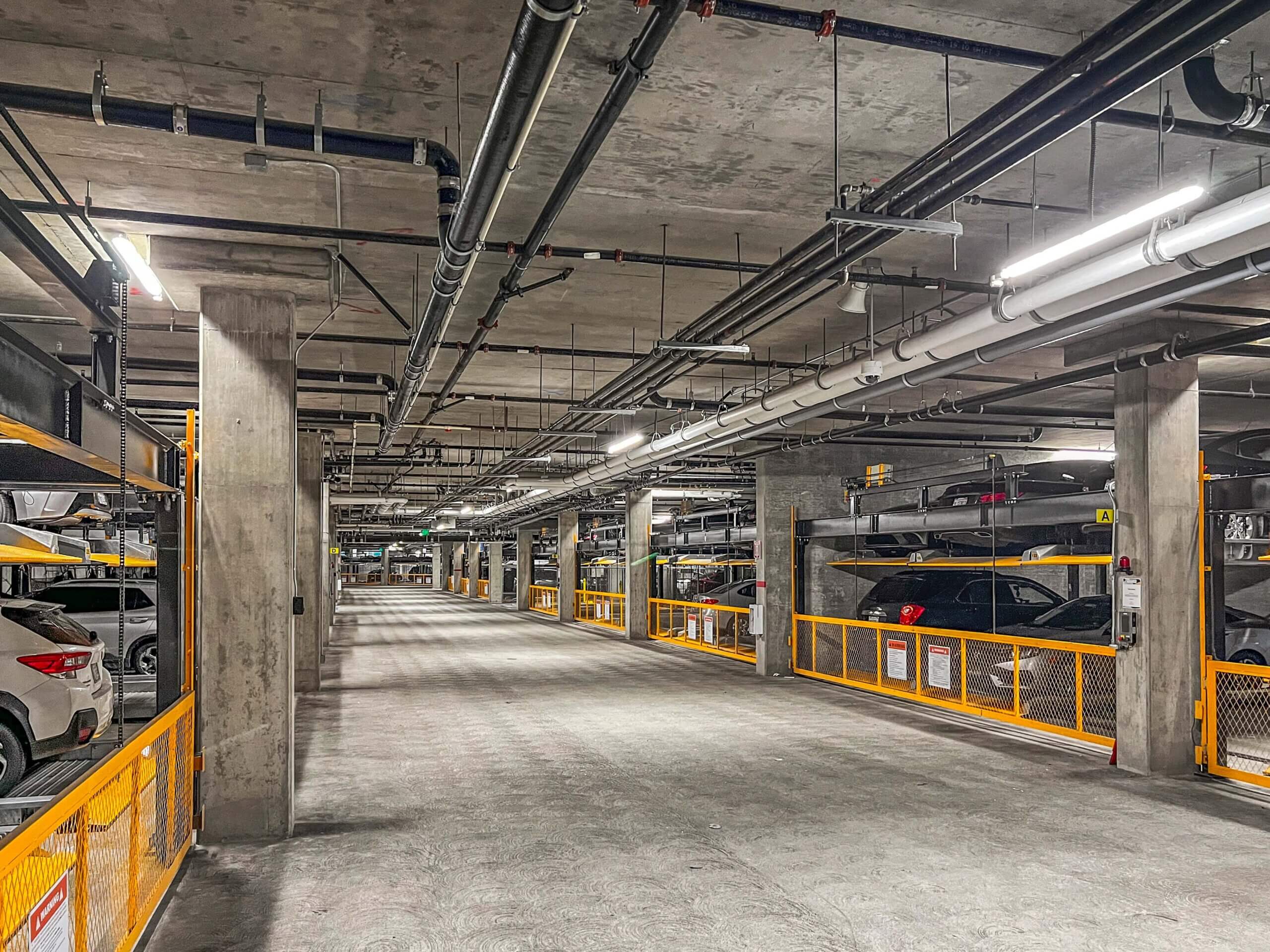 large scale mechanical parking system in urban development
