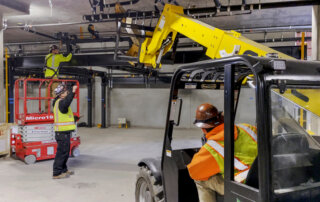 structural steel installation in mechanical parking garage