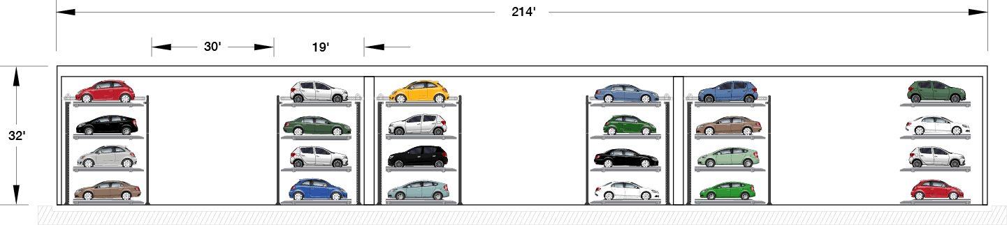 illustration of mechanical parking footprint