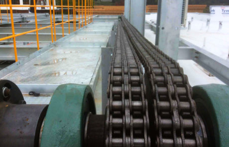 automated parking system chain closeup