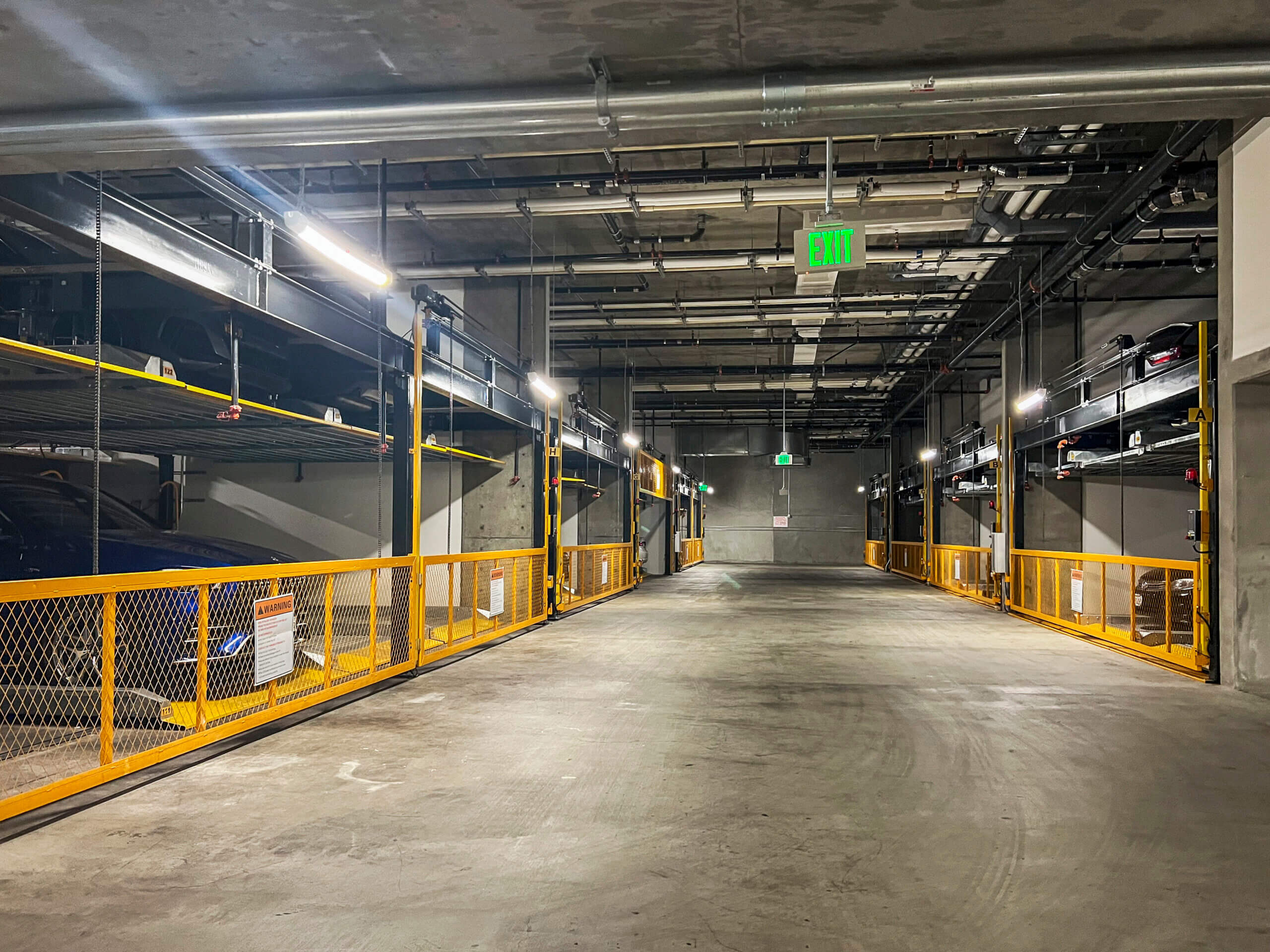 mechanical parking garage in urban housing project