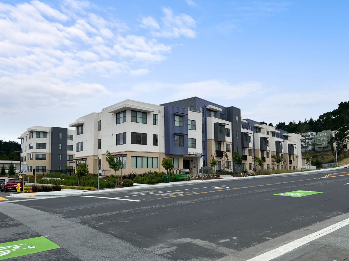 large suburban residential complex with free standing custom design automated parking system