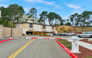 Standalone mechanical parking garage in suburban residential community