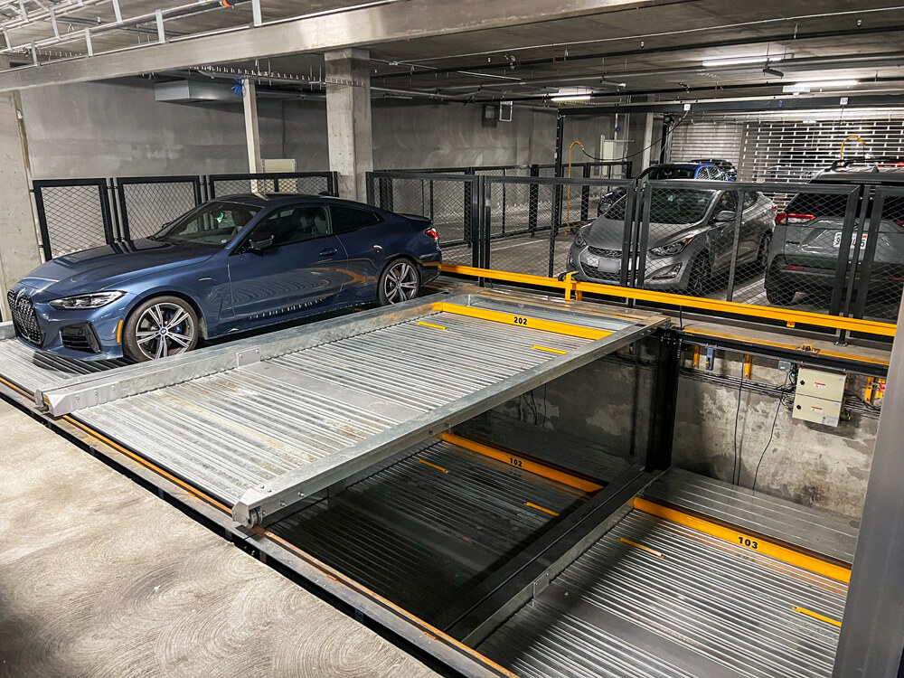 mechanical garage with below ground storage